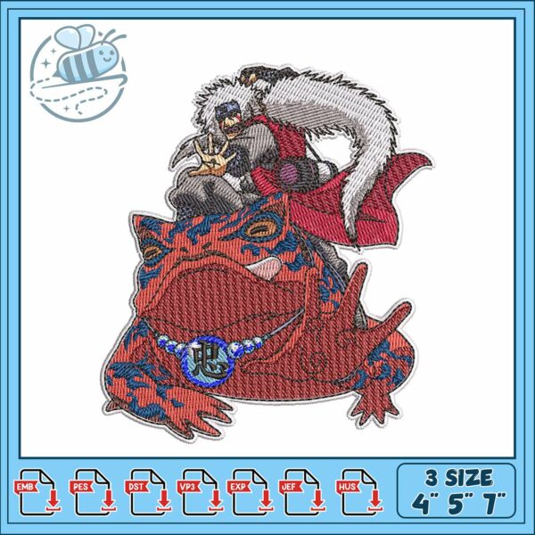 Jiraiya frog art design embroidery, naruto jiraiya​​ embroidery