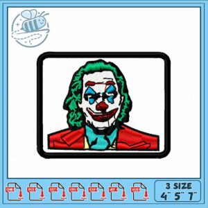 Joker Embroidery Design for Unique Crafts 4x5 7 Inch