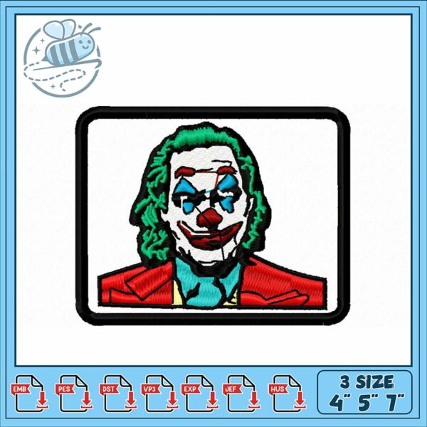 Joker Embroidery Design for Unique Crafts 4×5 7 Inch