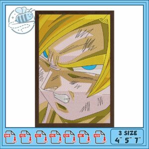 Kakarot ssj face design embroidery