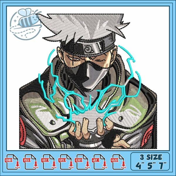 Kakashi chidori embroidery, kakashi hatake chidori​​ embroidery