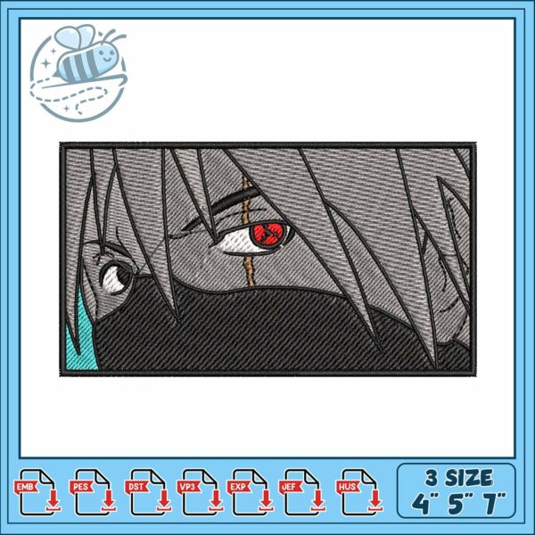 Kakashi sharingan eye art embroidery, kakashi crocs​ embroidery