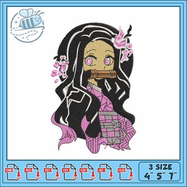 Kamado nezuko embroidery, nezuko costume​​​​​​​ embroidery