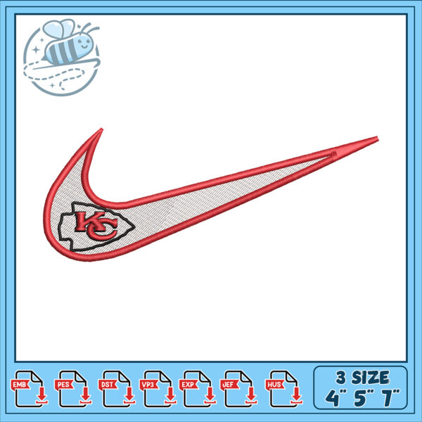 Kansas City Chiefs Nike Swoosh Embroidery Design