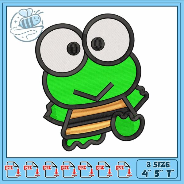 Keroppi green embroidery, keroppi icon planting​ embroidery