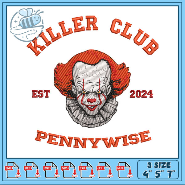 Killer Club Pennywise Embroidery Design 2024