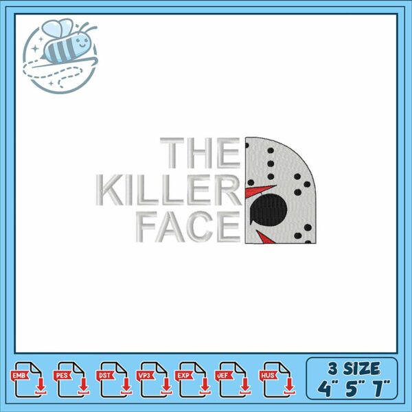 Killer Face Embroidery Design for Horror Fans