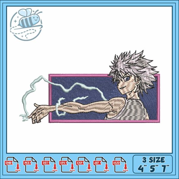 Killua lightning design art embroidery, hxh killua and gon​ embroidery