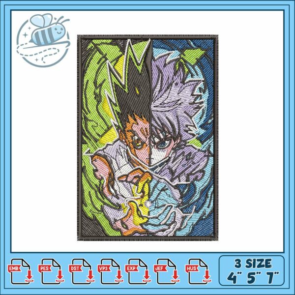Killua poster design art embroidery, hxh killua outfits​​ embroidery