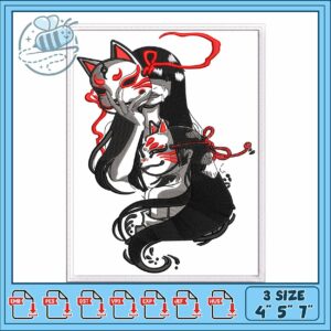 Kitsune mask design art embroidery