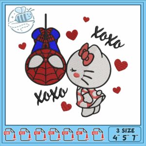 Kitty spiderman embroidery