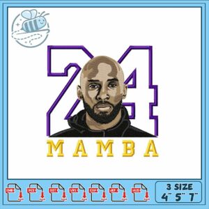 Kobe Bryant 24 Mamba Embroidery Design File Download