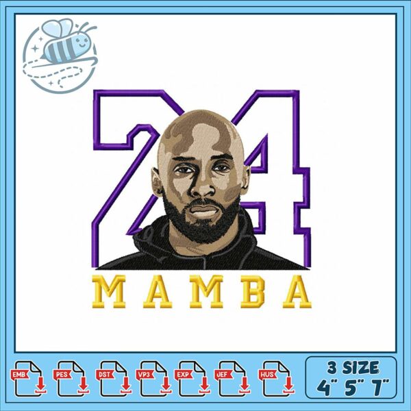 Kobe Bryant 24 Mamba Embroidery Design File Download
