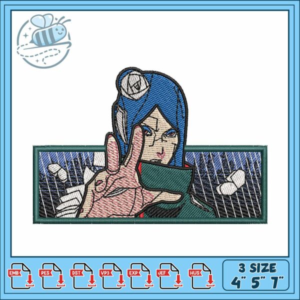 Konan frame design art embroidery, konan naruto​ embroidery