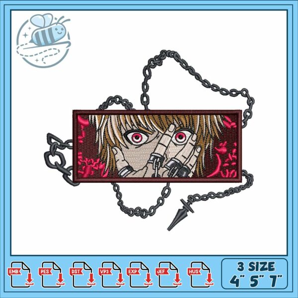 Kurapika eye design art embroidery, kurapika chains​ embroidery