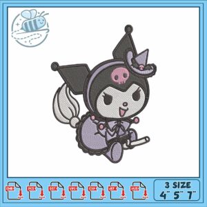 Kuromi chibi flying embroidery