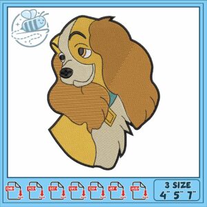 Lady tramp design embroidery, lady and the tramp​ embroidery