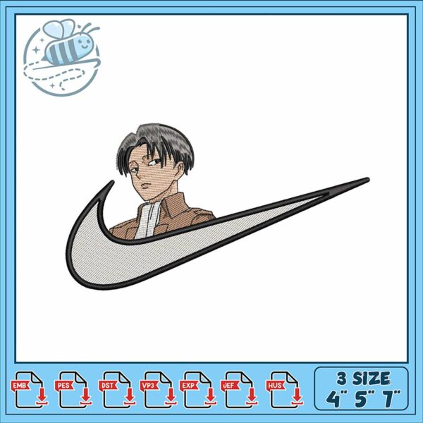Levi Ackerman Nike Embroidery Design for Crafts