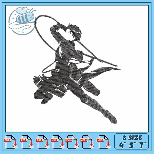 Levi ackerman shadow embroidery, levi as a titan​​ embroidery