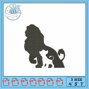 Lion and Cub Embroidery Design in Three Sizes