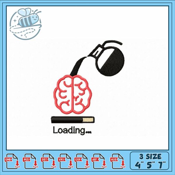 Loading Brain Embroidery Design for Creative Projects
