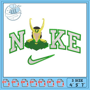 Loki Nike Embroidery Design 4x5x7 Inch