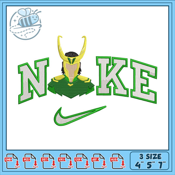 Loki Nike Embroidery Design 4x5x7 Inch