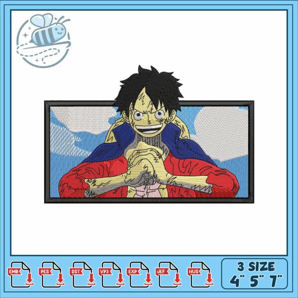 Luffy art laugh gear4 embroidery, luffy laughing gif​​ embroidery