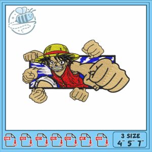 Luffy art punch design embroidery Luffy art punch design embroidery