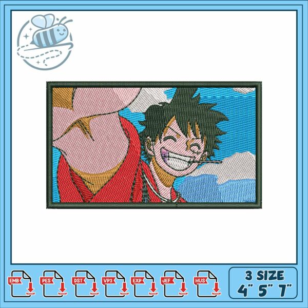 Luffy art smile design embroidery, luffy smile gif​​​ embroidery