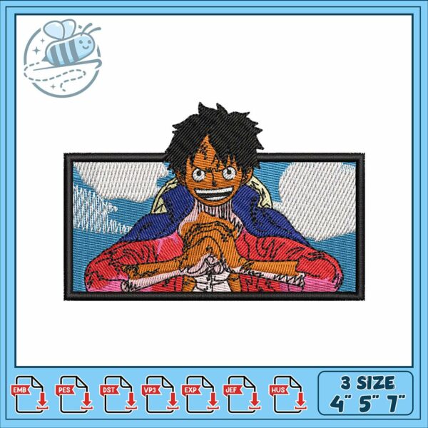 Luffy box design art embroidery, monkey d luffy​ embroidery