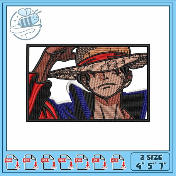 Luffy cool design art embroidery, one piece luffy​​​ embroidery