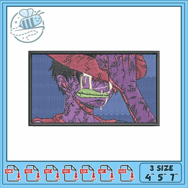 Luffy crying design art embroidery, luffy gear 4 embroidery