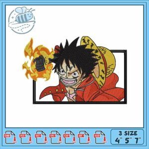 Luffy fire design art embroidery
