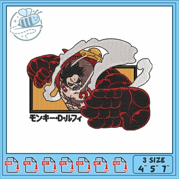 Luffy gear4 art embroidery, luffy gear 4 snakeman​ embroidery