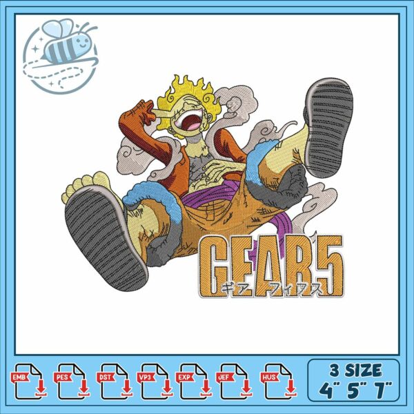 Luffy gear5 costume embroidery, luffy gear 5 gif​​ embroidery
