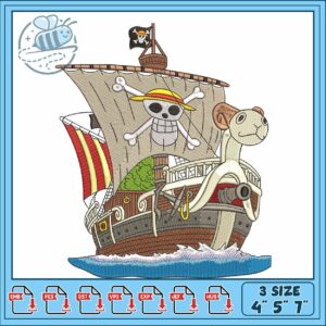 Luffy ship pirate embroidery