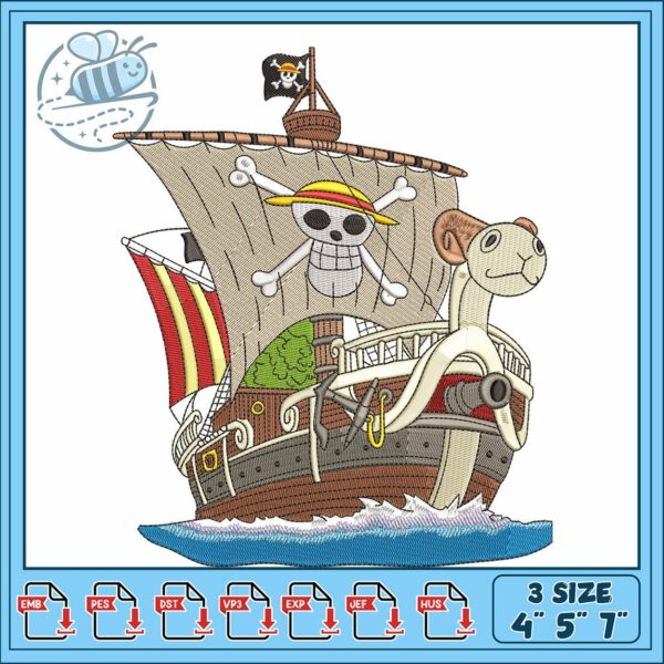 Luffy ship pirate embroidery, luffy wallpaper​​ embroidery