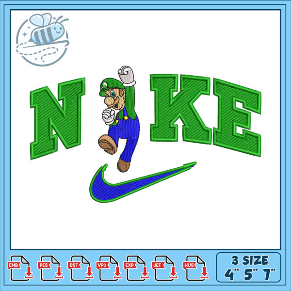 Luigi Nike Embroidery Design