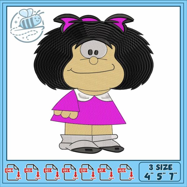 Mafalda mundial disney embroidery, mafalde pasta​​​ embroidery