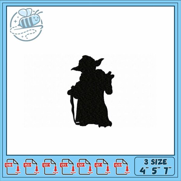 Magical Wizard Silhouette Embroidery Design Files