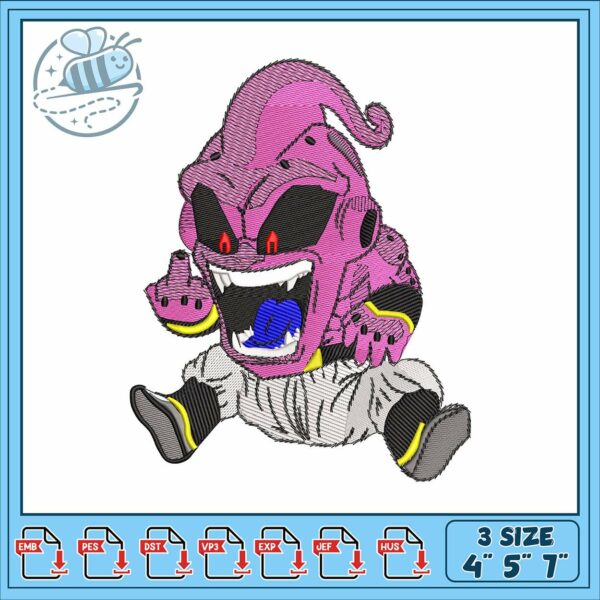 Majin buu kid design embroidery, majin buu forms​ embroidery
