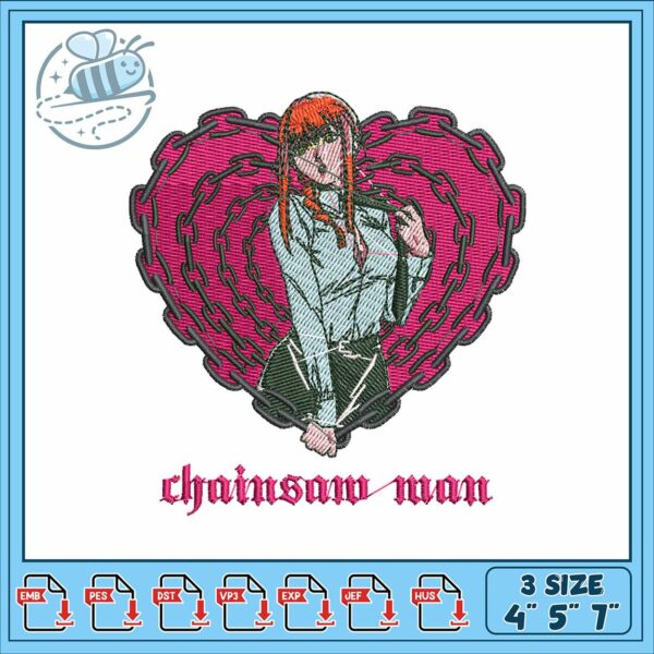 Makima art design embroidery, makima chainsaw man​ embroidery