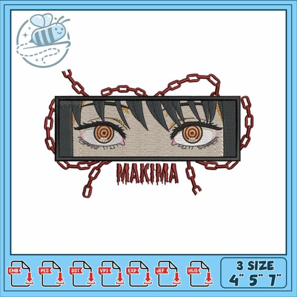 Makima eye design embroidery, chainsaw man makima embroidery