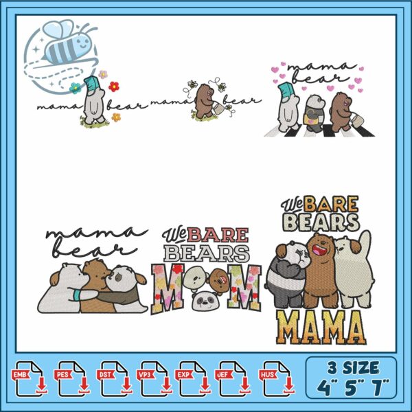 Mama Bear Embroidery Bundle for Creative Crafts