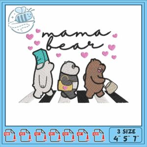 Mama bear cartoon art embroidery