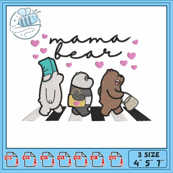 Mama bear cartoon art embroidery, disney gummi bears​​​​ embroidery