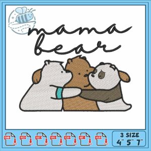 Mama bear hug art embroidery