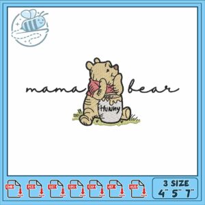 Mama bear pooh art embroidery