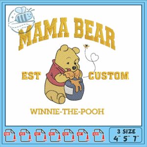Mama bear pooh embroidery, disney world bear​​​​​​​​​ embroidery